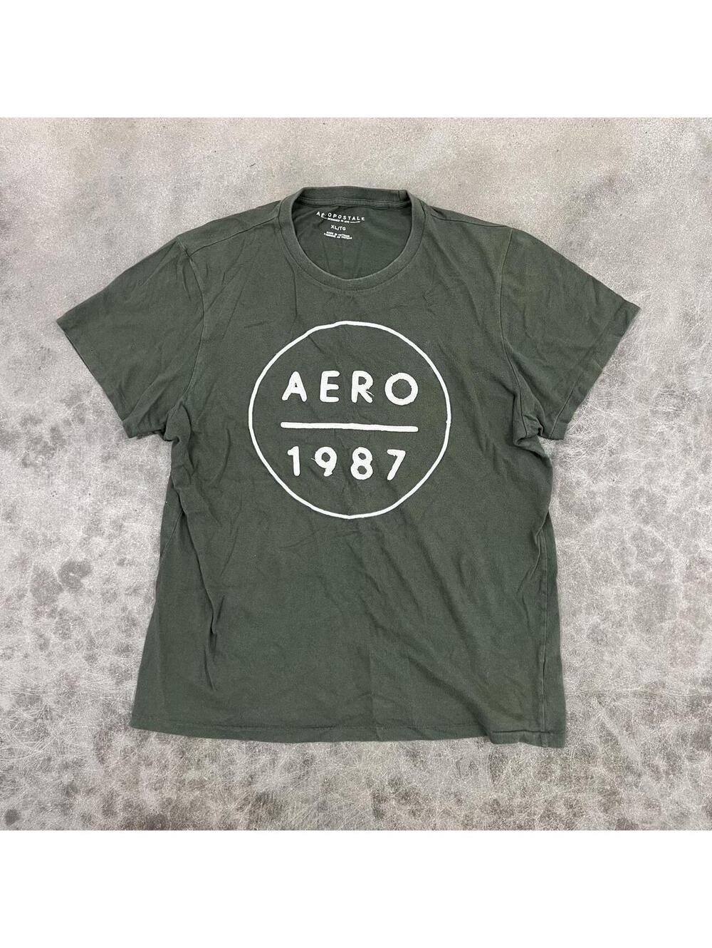 Olive Green Aeropostale XL Graphic Tee Crewneck Casual Aero 1987 Skater Y2K